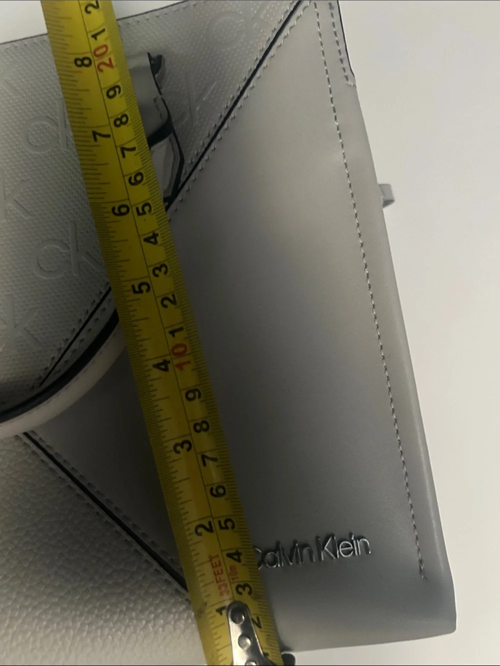 Calvin Klein Light Gray Embossed CK Logo Satchel